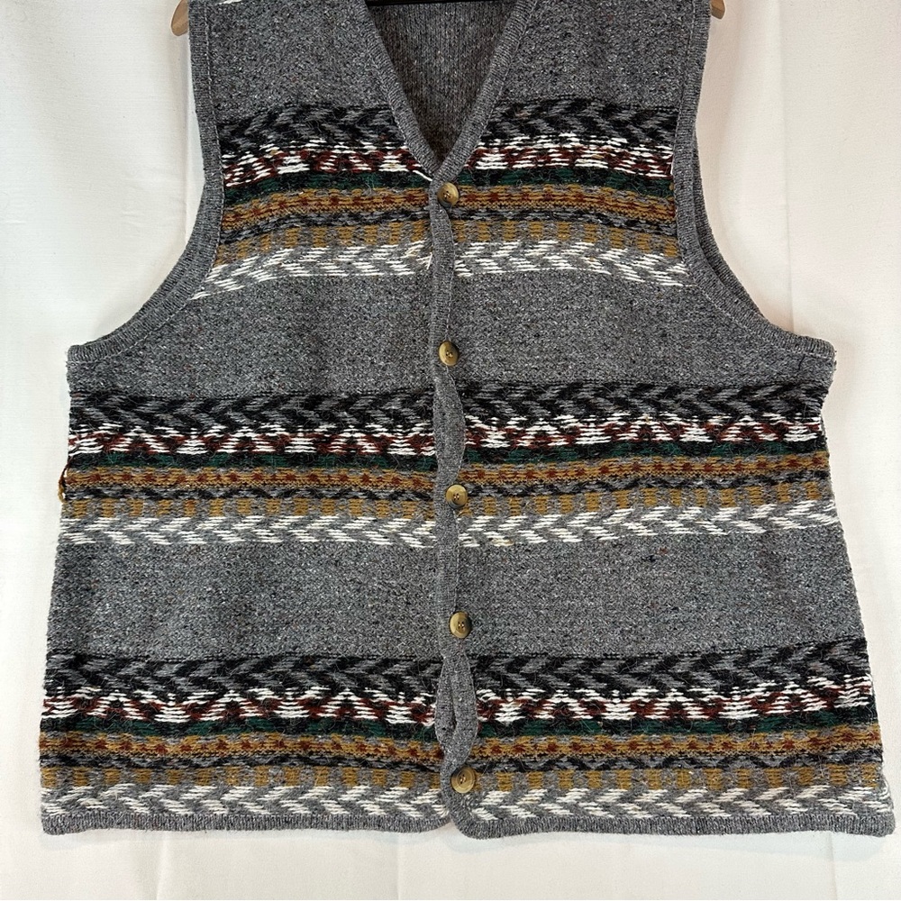 ETCHINGS Men’s Size XL Sweater Vest Wool Blend Button Front VINTAGE Cardigan - Picture 4 of 14